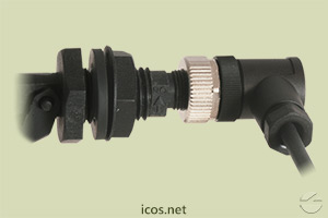 Montagem do Conector M12 90° fêmea (sem cabo) com Sensor Icos