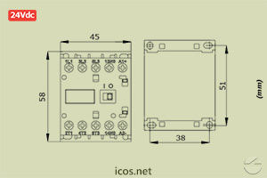 Dimensões do Mini Contator (Contator Auxiliar) Weg CWC07 24Vdc