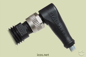 Montagem do Conector M12 90° fêmea PVC com Sensor Icos