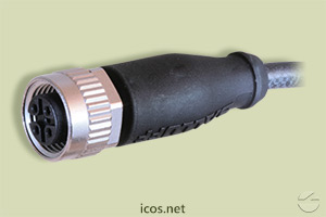 Conector M12 4 vias reto fêmea com cabo 2 metros em PUR