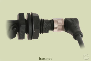 Montagem do Conector M12 reto fêmea PUR com Sensor Icos